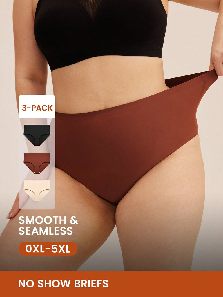 Plus 3-Pack Smoothing High-Waist Briefs Women Underwear Panty Set