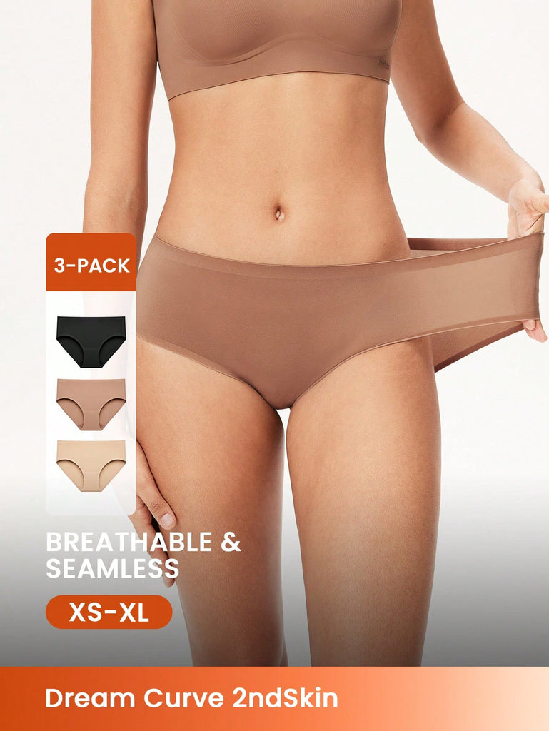 3-Pack Mid Waist Microfiber No-Show Briefs Women's Underwear Panty Set